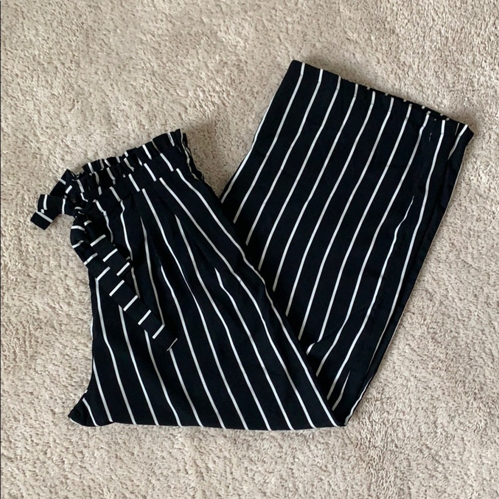 Black & White Striped Wide Leg Culottes